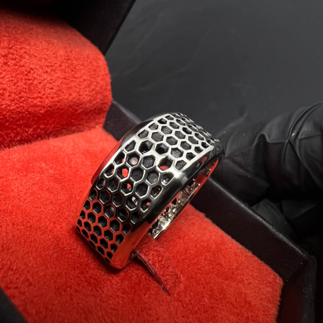 Silver Hexagon Ring
