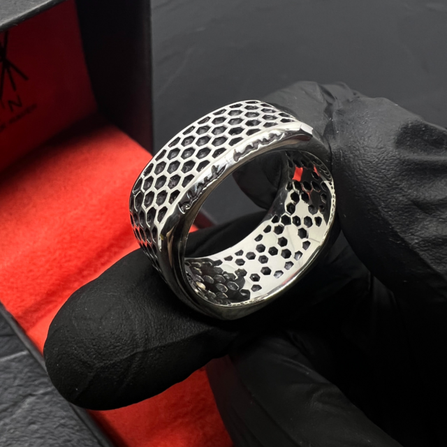 Silver Hexagon Ring