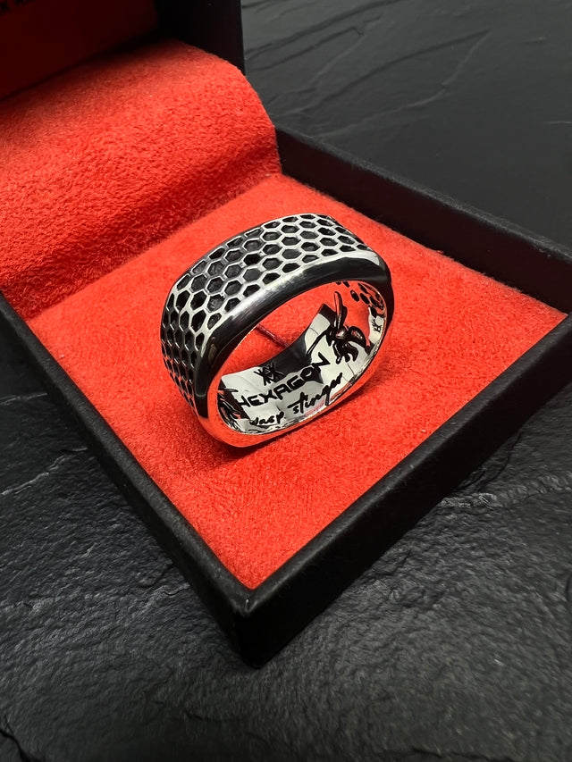 Silver Hexagon Ring