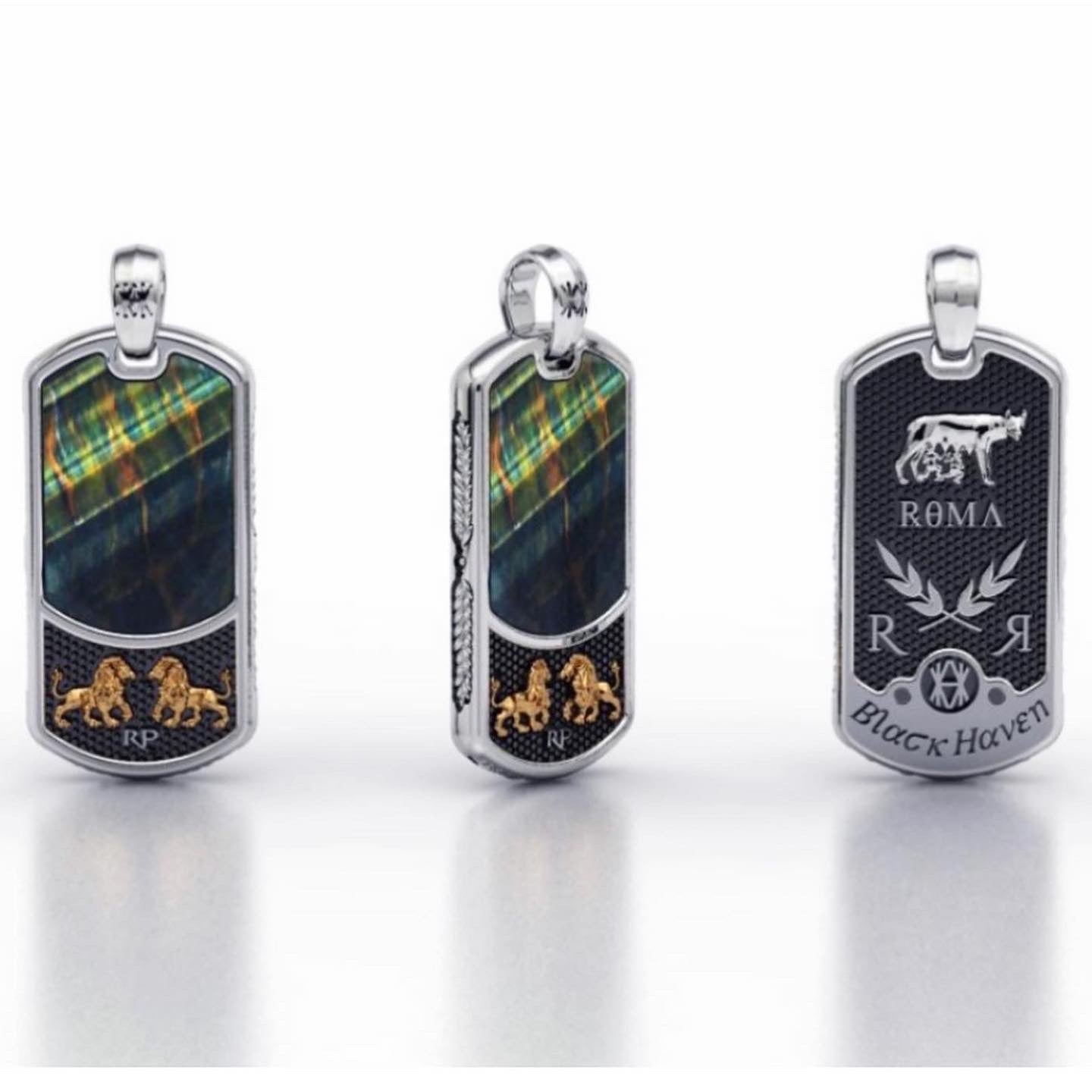 COLAR RØMA PRATA & OURO COM PEDRA OLHO DE FALCÃO