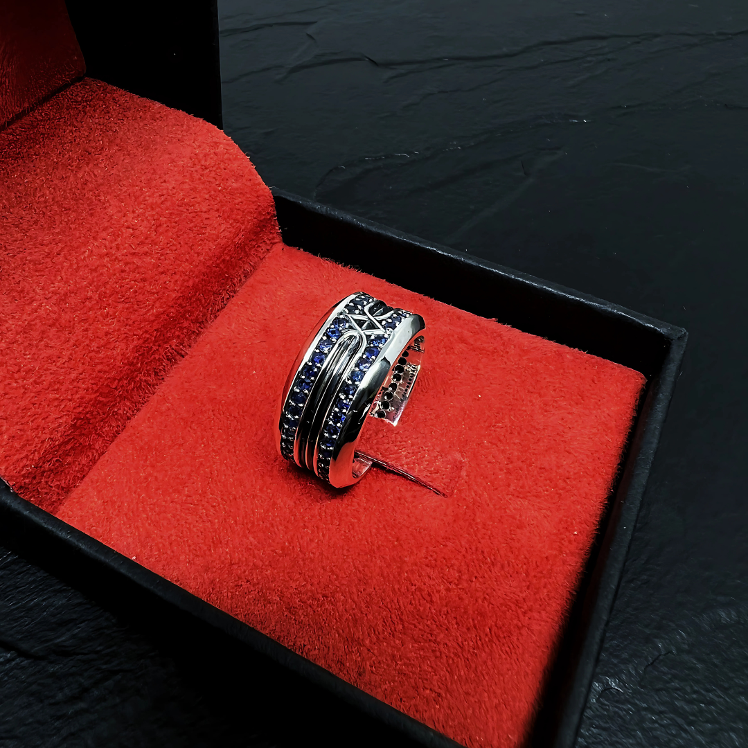 ANEL XXX PRATA COM PEDRA SAFIRA