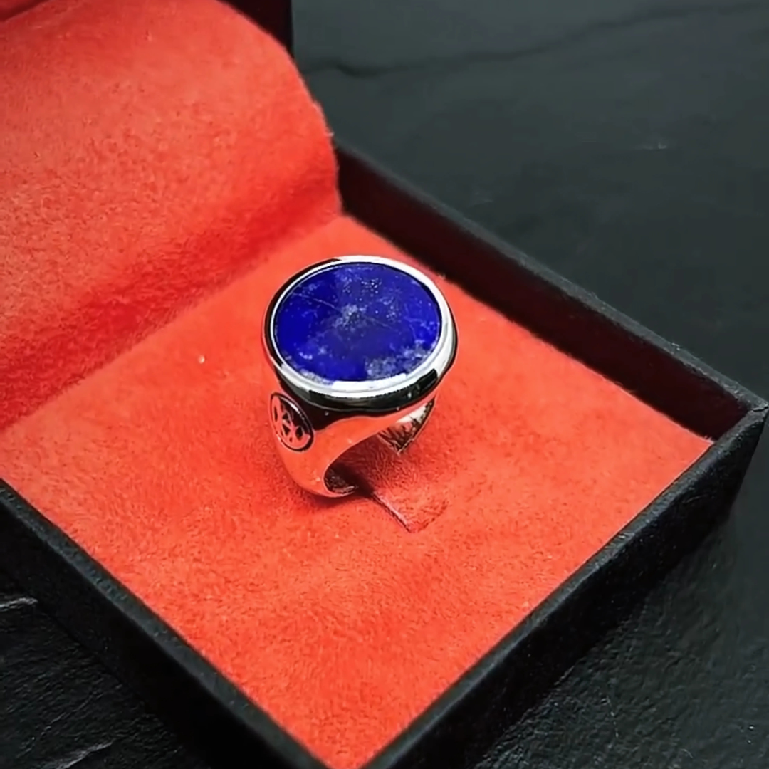 ANEL OLYMPO PRATA COM PEDRA SODALITA