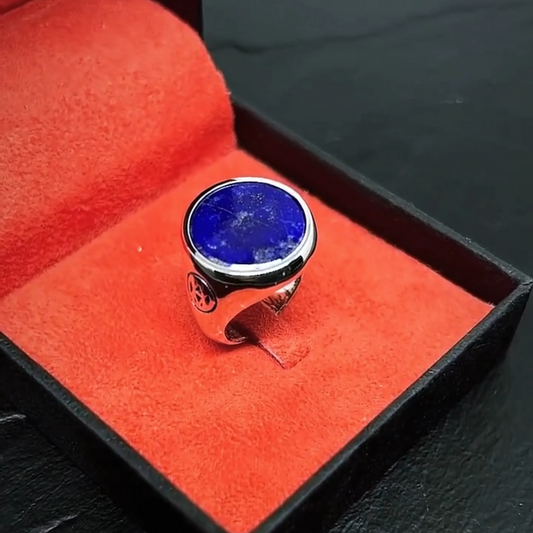 ANEL OLYMPO PRATA COM PEDRA SODALITA