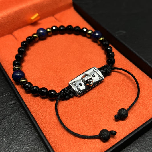 PULSEIRA DARKSEA ÁGATA & LÁPIS LAZÚLI E FECHO COM DIAMANTE