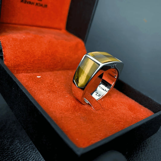 ANEL APOCALYPSE PRATA COM PEDRA OLHO DE TIGRE