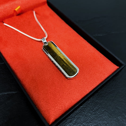 COLAR ATHENA PRATA COM PEDRA OLHO DE TIGRE