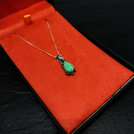 COLAR GARRA DE DRAGÃO PRATA COM PEDRA CRISOPRÁSIO