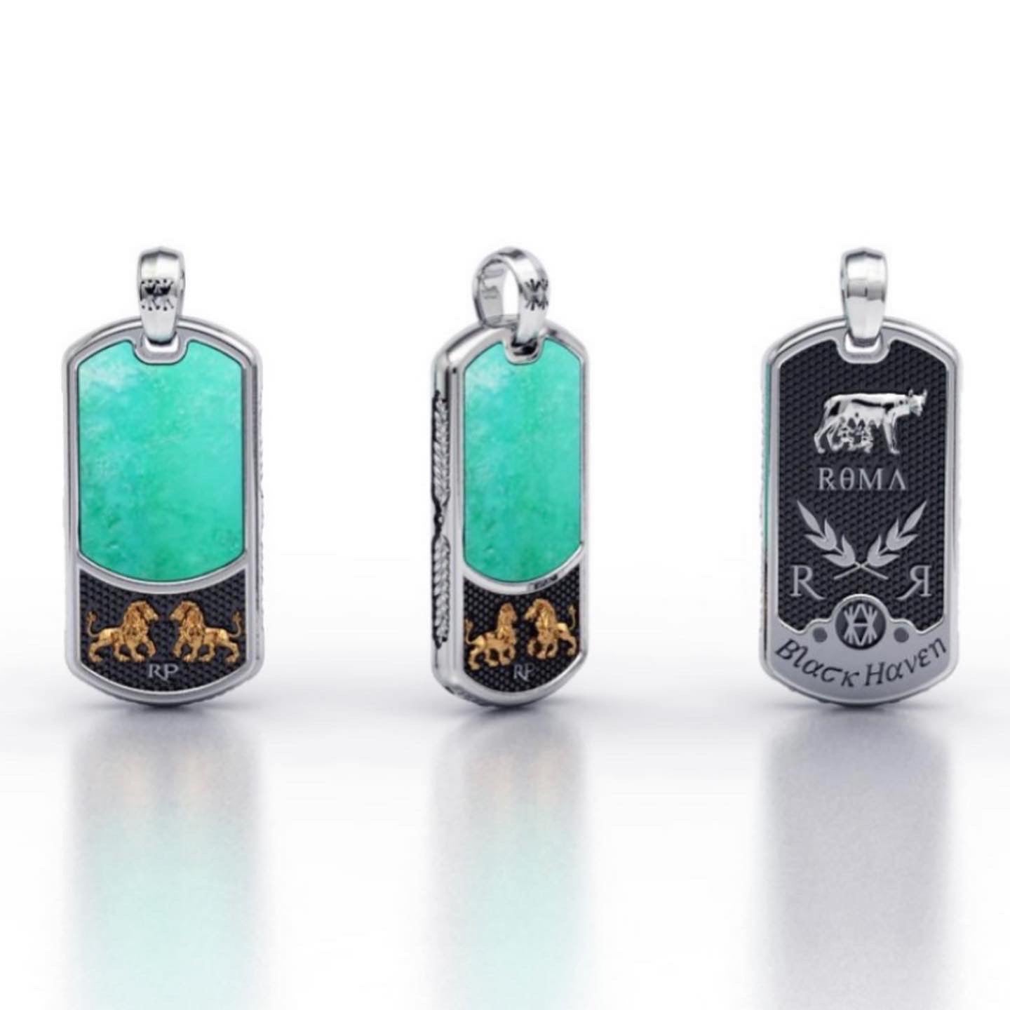 COLAR RØMA PRATA & OURO COM PEDRA CRISOPRÁSIO