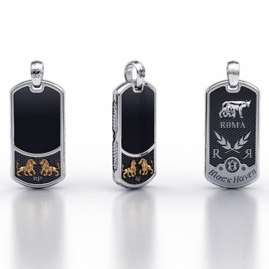 COLAR RØMA PRATA & OURO COM PEDRA ÔNIX