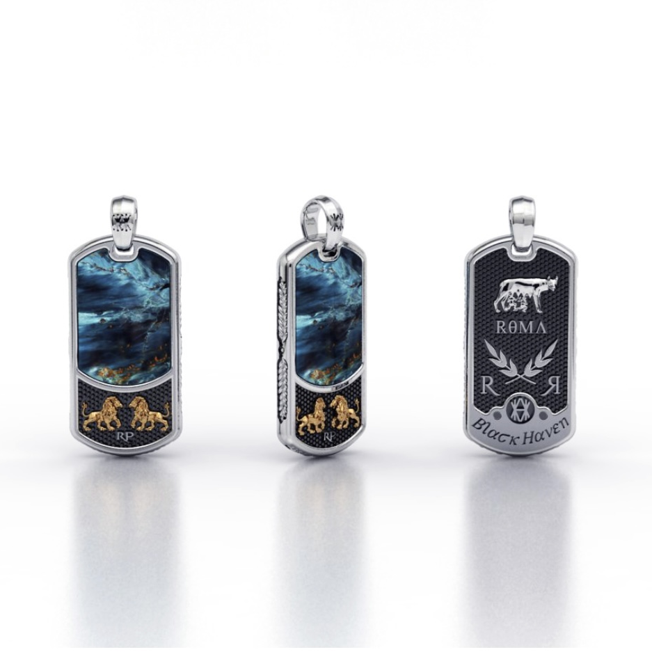 COLAR RØMA PRATA & OURO COM PEDRA PIETERSITA