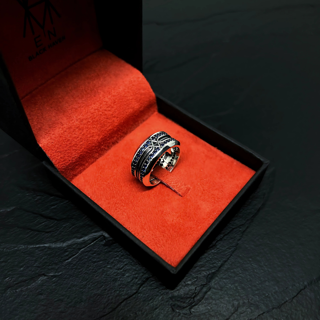 ANEL XXX PRATA COM PEDRA SAFIRA