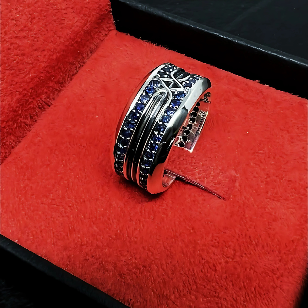 ANEL XXX PRATA COM PEDRA SAFIRA