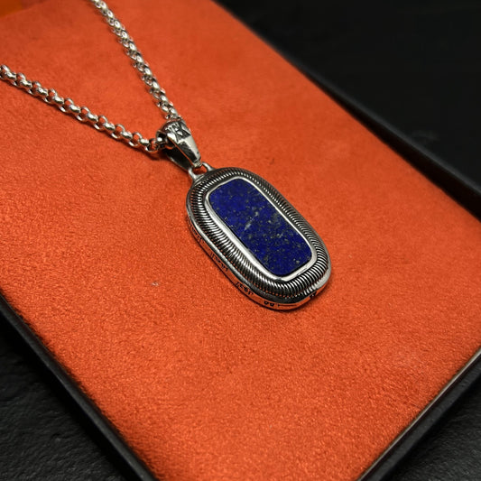 COLAR KHEPRI PRATA COM PEDRA LÁPIS LAZÚLI