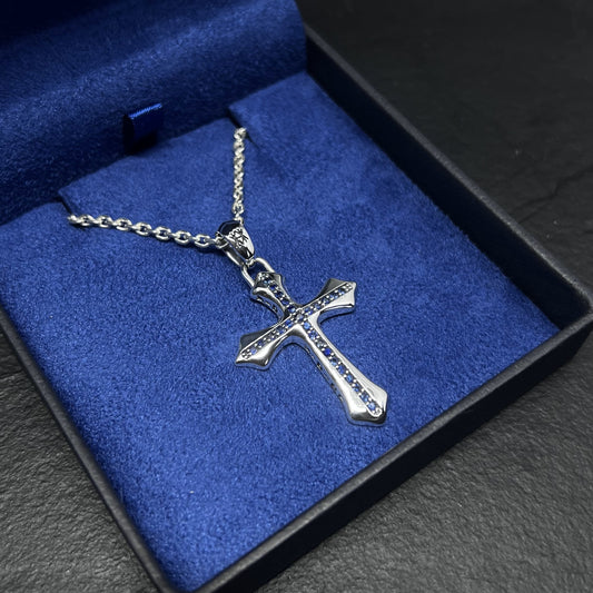 COLAR FAITH PRATA COM SAFIRA